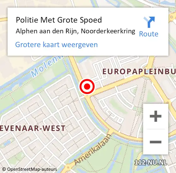 Locatie op kaart van de 112 melding: Politie Met Grote Spoed Naar Alphen aan den Rijn, Noorderkeerkring op 13 juli 2024 11:53