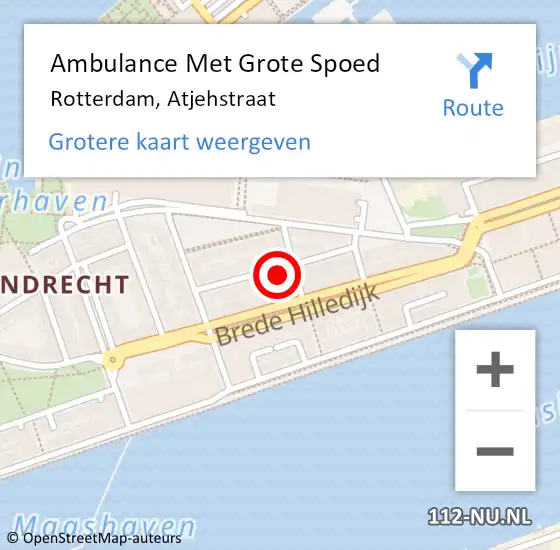 Locatie op kaart van de 112 melding: Ambulance Met Grote Spoed Naar Rotterdam, Atjehstraat op 13 juli 2024 12:14