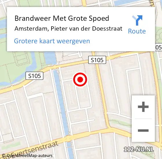 Locatie op kaart van de 112 melding: Brandweer Met Grote Spoed Naar Amsterdam, Pieter van der Doesstraat op 13 juli 2024 12:38