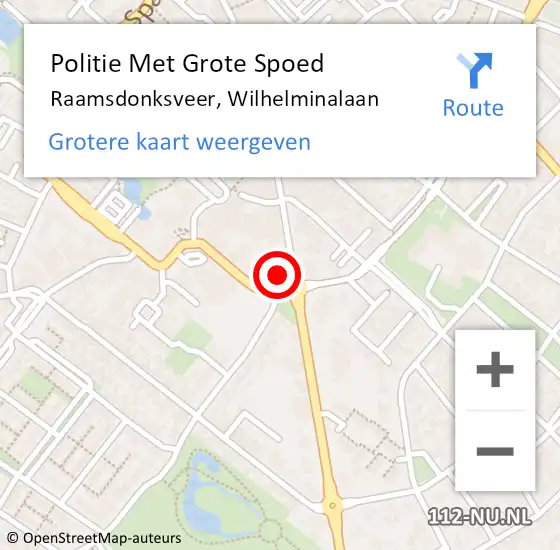 Locatie op kaart van de 112 melding: Politie Met Grote Spoed Naar Raamsdonksveer, Wilhelminalaan op 13 juli 2024 12:40