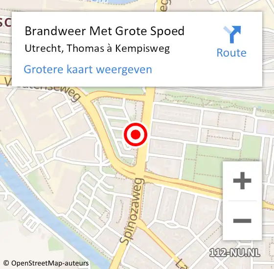 Locatie op kaart van de 112 melding: Brandweer Met Grote Spoed Naar Utrecht, Thomas à Kempisweg op 13 juli 2024 12:52