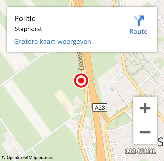 Locatie op kaart van de 112 melding: Politie Staphorst op 13 juli 2024 12:54