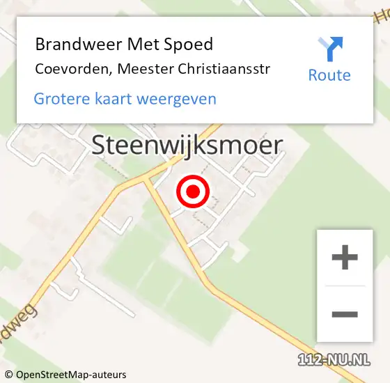 Locatie op kaart van de 112 melding: Brandweer Met Spoed Naar Coevorden, Meester Christiaansstr op 13 juli 2024 13:05