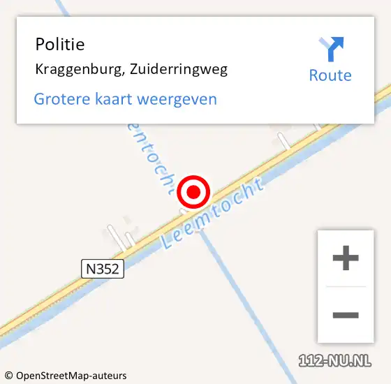 Locatie op kaart van de 112 melding: Politie Kraggenburg, Zuiderringweg op 13 juli 2024 13:06