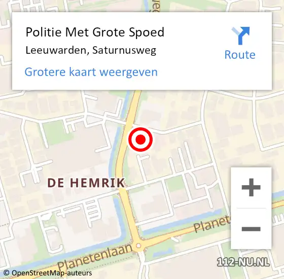 Locatie op kaart van de 112 melding: Politie Met Grote Spoed Naar Leeuwarden, Saturnusweg op 13 juli 2024 13:27