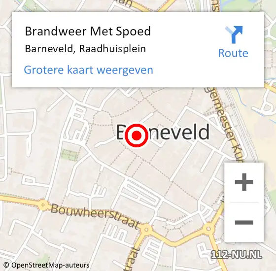 Locatie op kaart van de 112 melding: Brandweer Met Spoed Naar Barneveld, Raadhuisplein op 13 juli 2024 13:40