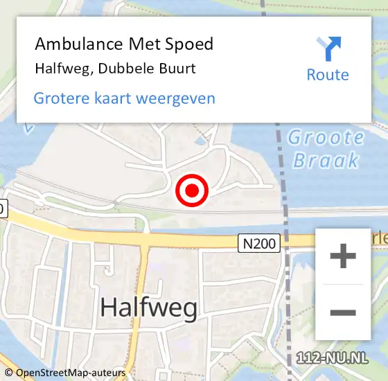 Locatie op kaart van de 112 melding: Ambulance Met Spoed Naar Halfweg, Dubbele Buurt op 13 juli 2024 14:19