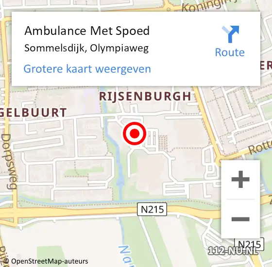 Locatie op kaart van de 112 melding: Ambulance Met Spoed Naar Sommelsdijk, Olympiaweg op 13 juli 2024 14:22