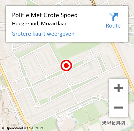 Locatie op kaart van de 112 melding: Politie Met Grote Spoed Naar Hoogezand, Mozartlaan op 13 juli 2024 14:26