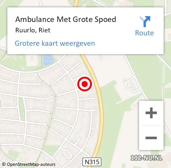 Locatie op kaart van de 112 melding: Ambulance Met Grote Spoed Naar Ruurlo, Riet op 13 juli 2024 15:04