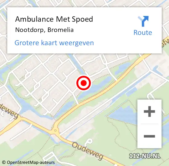 Locatie op kaart van de 112 melding: Ambulance Met Spoed Naar Nootdorp, Bromelia op 13 juli 2024 15:05