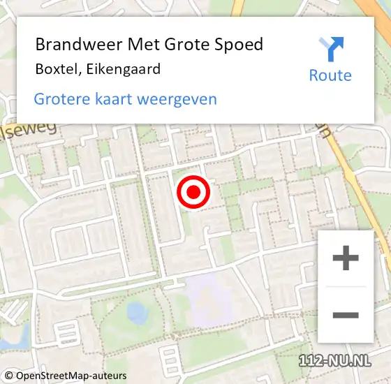 Locatie op kaart van de 112 melding: Brandweer Met Grote Spoed Naar Boxtel, Eikengaard op 13 juli 2024 15:12