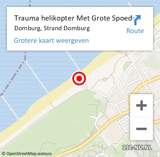 Locatie op kaart van de 112 melding: Trauma helikopter Met Grote Spoed Naar Domburg, Strand Domburg op 13 juli 2024 15:21