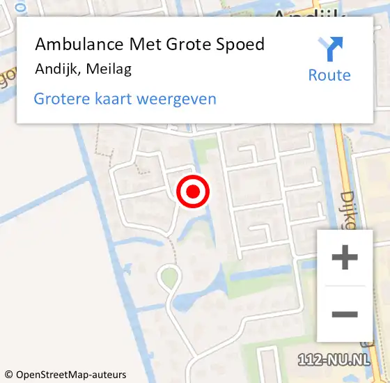 Locatie op kaart van de 112 melding: Ambulance Met Grote Spoed Naar Andijk, Meilag op 13 juli 2024 15:27