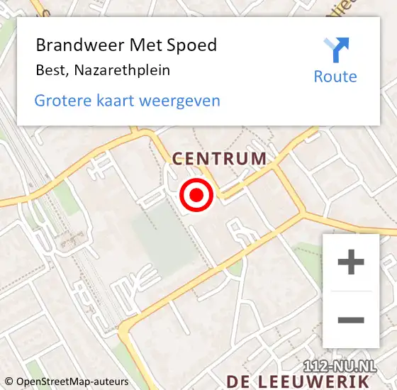 Locatie op kaart van de 112 melding: Brandweer Met Spoed Naar Best, Nazarethplein op 13 juli 2024 15:55