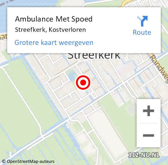 Locatie op kaart van de 112 melding: Ambulance Met Spoed Naar Streefkerk, Kostverloren op 13 juli 2024 16:42