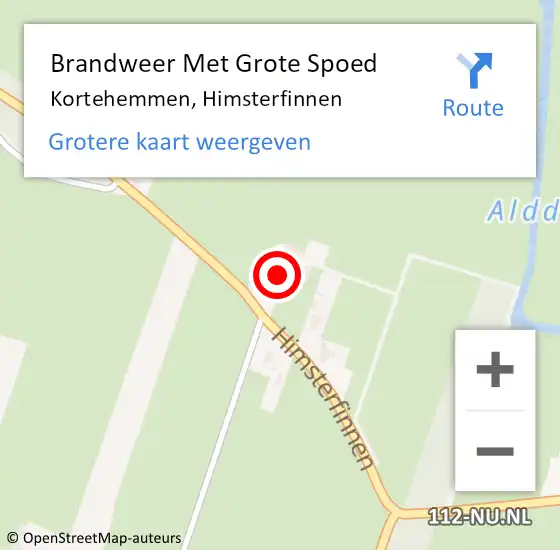 Locatie op kaart van de 112 melding: Brandweer Met Grote Spoed Naar Kortehemmen, Himsterfinnen op 13 juli 2024 16:48