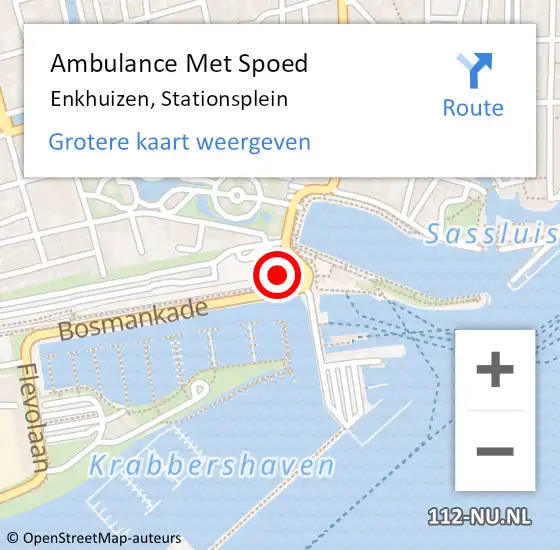 Locatie op kaart van de 112 melding: Ambulance Met Spoed Naar Enkhuizen, Stationsplein op 13 juli 2024 17:03