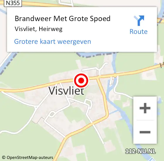 Locatie op kaart van de 112 melding: Brandweer Met Grote Spoed Naar Visvliet, Heirweg op 13 juli 2024 17:08