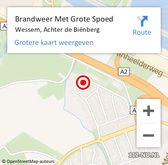 Locatie op kaart van de 112 melding: Brandweer Met Grote Spoed Naar Wessem, Achter de Biënberg op 13 juli 2024 17:19