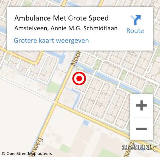 Locatie op kaart van de 112 melding: Ambulance Met Grote Spoed Naar Amstelveen, Annie M.G. Schmidtlaan op 13 juli 2024 17:42