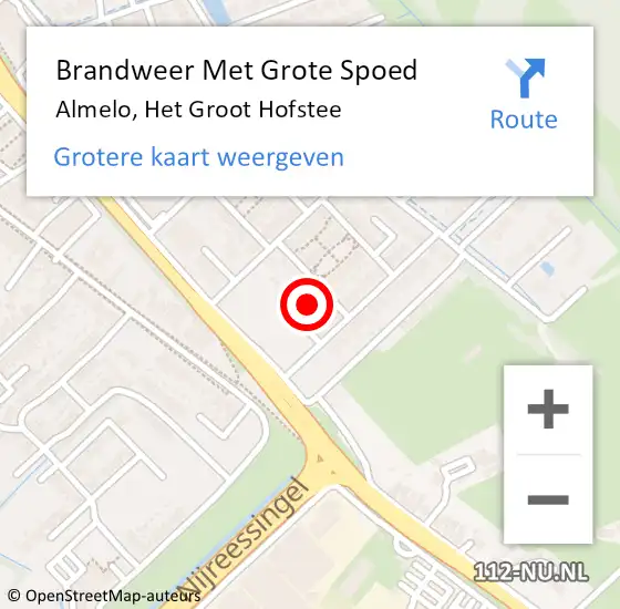 Locatie op kaart van de 112 melding: Brandweer Met Grote Spoed Naar Almelo, Het Groot Hofstee op 13 juli 2024 17:44