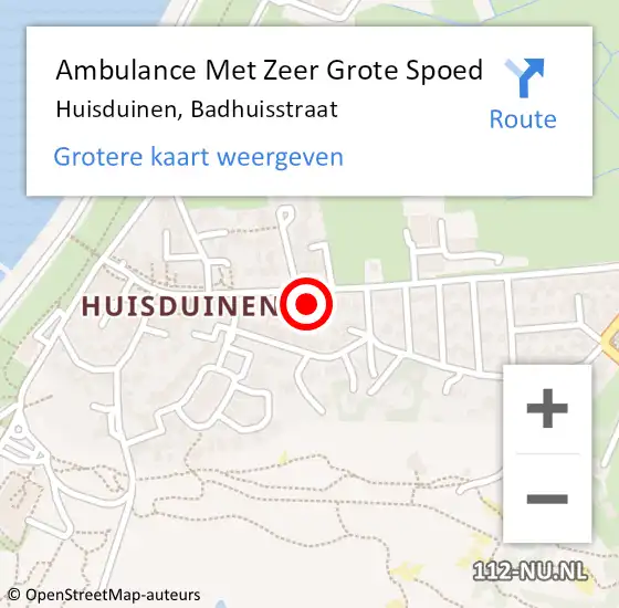 Locatie op kaart van de 112 melding: Ambulance Met Zeer Grote Spoed Naar Huisduinen, Badhuisstraat op 13 juli 2024 17:56