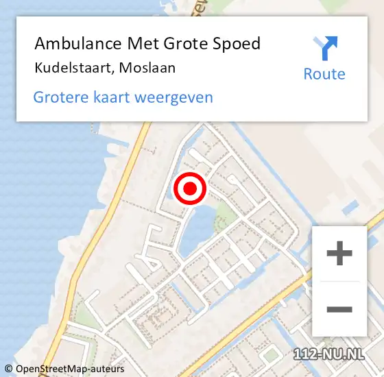 Locatie op kaart van de 112 melding: Ambulance Met Grote Spoed Naar Kudelstaart, Moslaan op 13 juli 2024 18:17