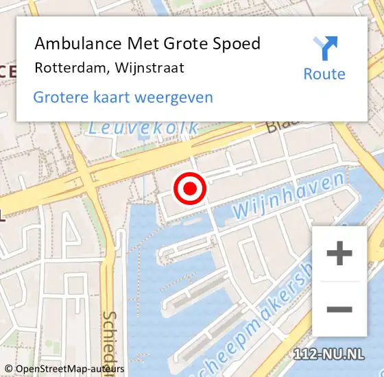 Locatie op kaart van de 112 melding: Ambulance Met Grote Spoed Naar Rotterdam, Wijnstraat op 13 juli 2024 18:26