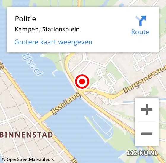 Locatie op kaart van de 112 melding: Politie Kampen, Stationsplein op 13 juli 2024 18:41