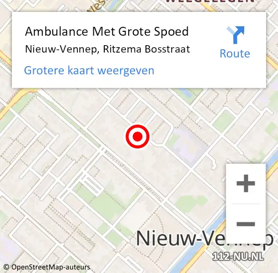 Locatie op kaart van de 112 melding: Ambulance Met Grote Spoed Naar Nieuw-Vennep, Ritzema Bosstraat op 13 juli 2024 18:42