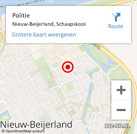 Locatie op kaart van de 112 melding: Politie Nieuw-Beijerland, Schaapskooi op 13 juli 2024 18:46