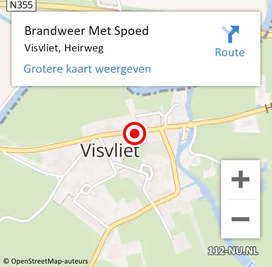 Locatie op kaart van de 112 melding: Brandweer Met Spoed Naar Visvliet, Heirweg op 13 juli 2024 18:46