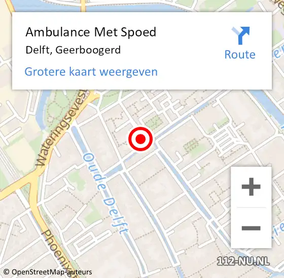 Locatie op kaart van de 112 melding: Ambulance Met Spoed Naar Delft, Geerboogerd op 13 juli 2024 18:56