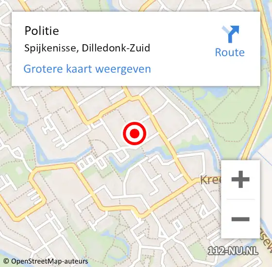 Locatie op kaart van de 112 melding: Politie Spijkenisse, Dilledonk-Zuid op 13 juli 2024 18:56