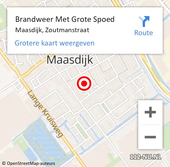 Locatie op kaart van de 112 melding: Brandweer Met Grote Spoed Naar Maasdijk, Zoutmanstraat op 13 juli 2024 19:51