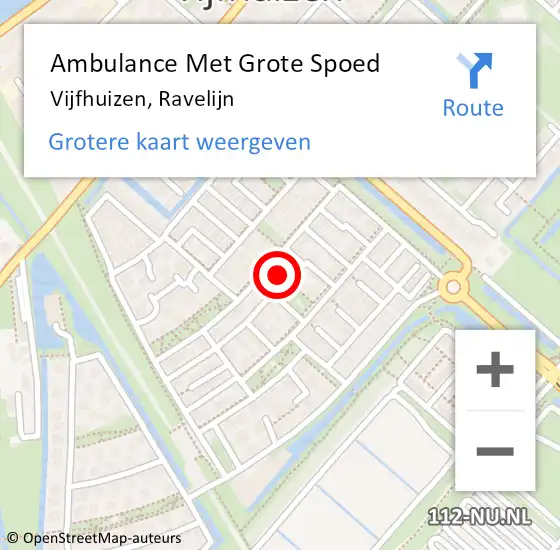 Locatie op kaart van de 112 melding: Ambulance Met Grote Spoed Naar Vijfhuizen, Ravelijn op 13 juli 2024 20:11