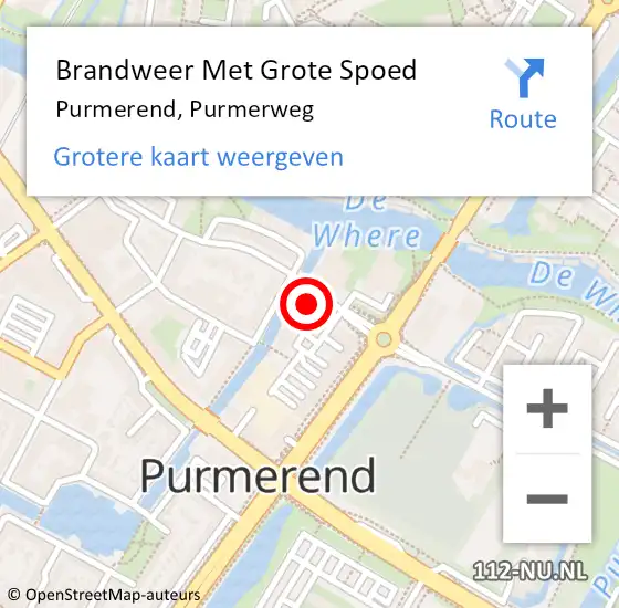 Locatie op kaart van de 112 melding: Brandweer Met Grote Spoed Naar Purmerend, Purmerweg op 13 juli 2024 20:13