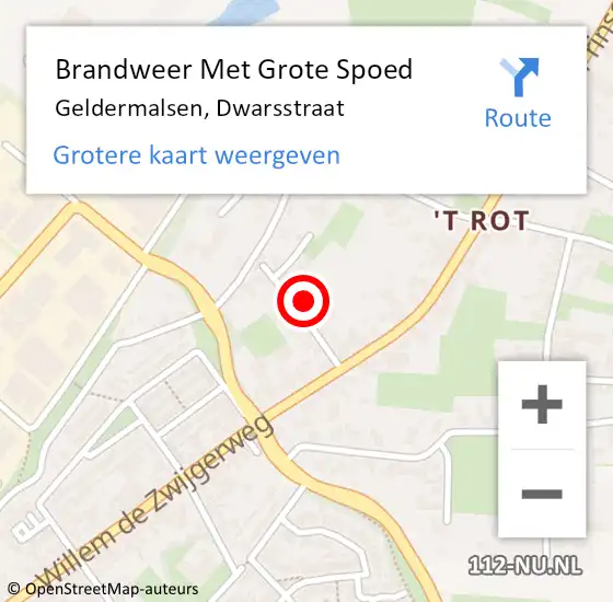 Locatie op kaart van de 112 melding: Brandweer Met Grote Spoed Naar Geldermalsen, Dwarsstraat op 13 juli 2024 20:35