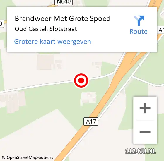 Locatie op kaart van de 112 melding: Brandweer Met Grote Spoed Naar Oud Gastel, Slotstraat op 13 oktober 2014 03:48