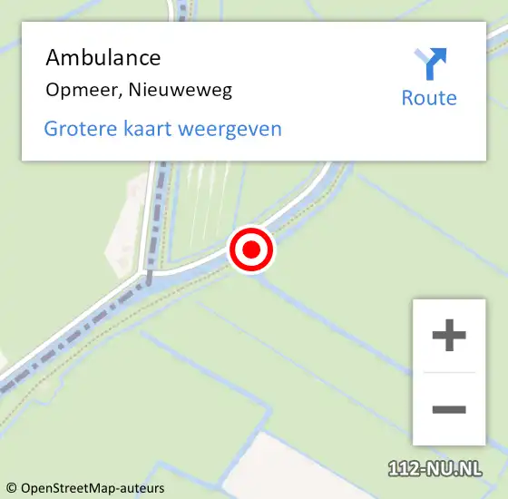 Locatie op kaart van de 112 melding: Ambulance Opmeer, Nieuweweg op 13 juli 2024 20:47