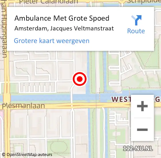 Locatie op kaart van de 112 melding: Ambulance Met Grote Spoed Naar Amsterdam, Jacques Veltmanstraat op 13 juli 2024 20:49