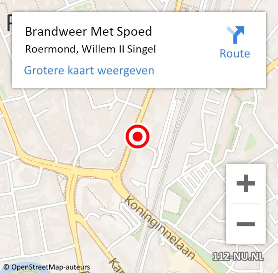 Locatie op kaart van de 112 melding: Brandweer Met Spoed Naar Roermond, Willem II Singel op 13 juli 2024 21:07