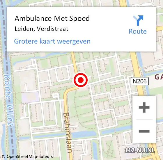 Locatie op kaart van de 112 melding: Ambulance Met Spoed Naar Leiden, Verdistraat op 13 juli 2024 21:09