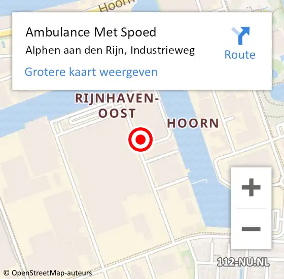 Locatie op kaart van de 112 melding: Ambulance Met Spoed Naar Alphen aan den Rijn, Industrieweg op 13 juli 2024 21:20