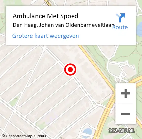 Locatie op kaart van de 112 melding: Ambulance Met Spoed Naar Den Haag, Johan van Oldenbarneveltlaan op 13 juli 2024 21:36