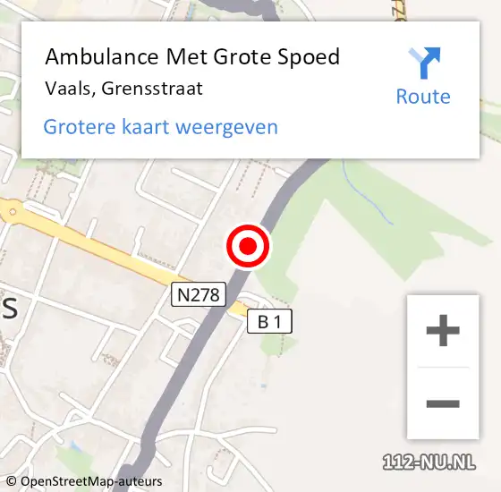 Locatie op kaart van de 112 melding: Ambulance Met Grote Spoed Naar Vaals, Grensstraat op 13 oktober 2014 04:11