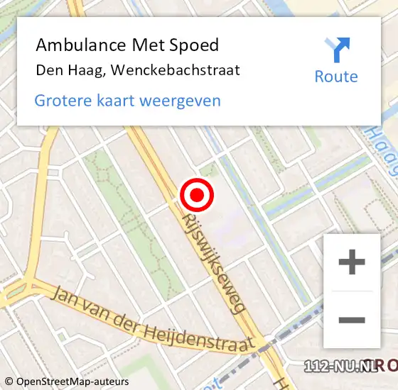 Locatie op kaart van de 112 melding: Ambulance Met Spoed Naar Den Haag, Wenckebachstraat op 13 juli 2024 22:15