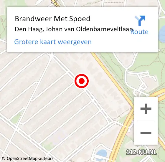 Locatie op kaart van de 112 melding: Brandweer Met Spoed Naar Den Haag, Johan van Oldenbarneveltlaan op 13 juli 2024 22:20