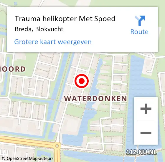 Locatie op kaart van de 112 melding: Trauma helikopter Met Spoed Naar Breda, Blokvucht op 13 juli 2024 22:21